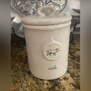 Rae Dunn OINK Dimpled Canister - farmline artisan collection NEVER USED!